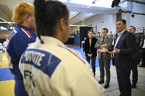 Macron Visits INSEP - Paris