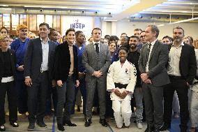 Macron Visits INSEP - Paris