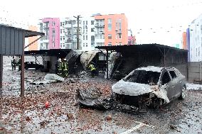 Aftermath of Russian missile attack on Kyiv region