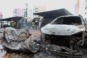 Aftermath of Russian missile attack on Kyiv region