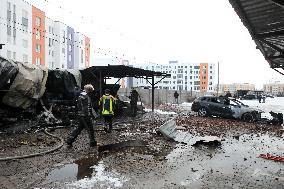 Aftermath of Russian missile attack on Kyiv region