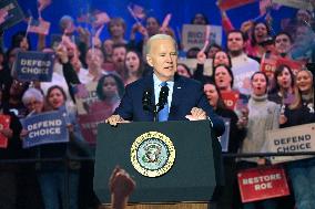 Biden Harris 2024 Reproductive Rights Rally With Protesters Interrupting