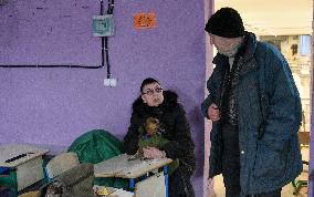 Bomb shelter in Kyiv school