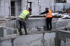 Rebuilding residential quarter in Irpin