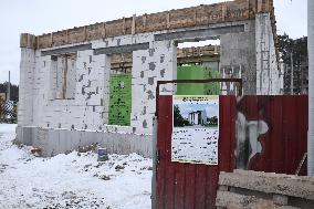 Rebuilding residential quarter in Irpin