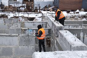 Rebuilding residential quarter in Irpin