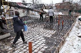 Rebuilding residential quarter in Irpin