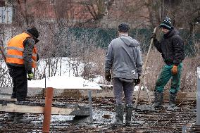 Rebuilding residential quarter in Irpin