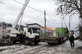 Rebuilding residential quarter in Irpin