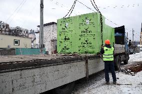 Rebuilding residential quarter in Irpin