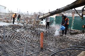 Rebuilding residential quarter in Irpin