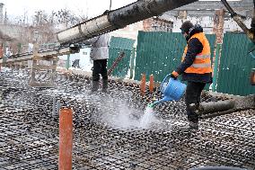 Rebuilding residential quarter in Irpin