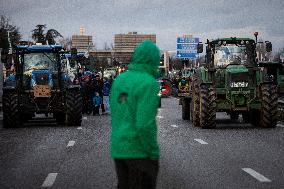 Farmers With Tractors Take Part In A Protest Blocking The A35 Highway In Strasbourg