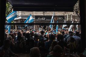 Tens Of Thousands March Against Milei's Cuts - Buenos Aires
