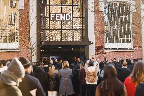 Celebrity Arrivals At Fendi Fashion Show During The Milan Fashion Week Menswear Fall/Winter 2024/2025