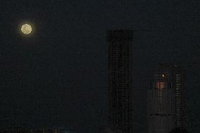 The Wolf Moon Is Seen Over Colombo, Sri Lanka.