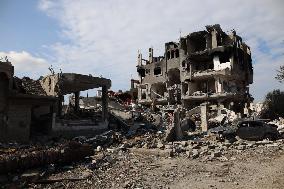 MIDEAST-GAZA-MAGHAZI REFUGEE CAMP-DESTROYED BUILDINGS