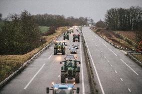 Farmers Block The A16 Motorway - North Of Paris