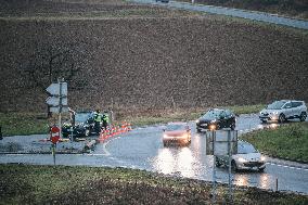 Farmers Block The A16 Motorway - North Of Paris