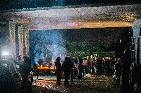 Farmers Block The A16 Motorway - North Of Paris