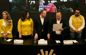 Santiago Taboada Receives The Party Of The Democratic Revolution's Certificate Of Candidacy For Mexico City's Chief Of Governmen