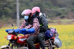 Migrant Workers Ride Motorcycles Home for The Spring Festival