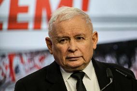 Opposition Leader Talks To Press Amid Chaos In Polish Politics