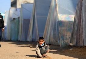 MIDEAST-GAZA-RAFAH-TEMPORARY CAMP