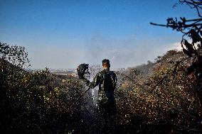 Firefighters Fight Wildfires In Bogota