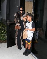 Kim Kardashian and Kanye West attend childrens basketball game - LA