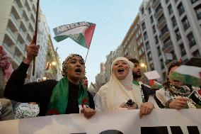 March Against The Genocide In Palestine In Madrid