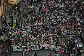 March Against The Genocide In Palestine In Madrid