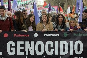March Against The Genocide In Palestine In Madrid