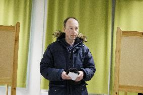 The Finns Party presidential candidate Jussi Halla-aho cast his ballot