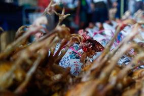 Chickens Wrapped In Newspapers In Sarawak, Malaysia