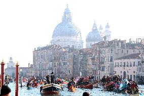 Water Procession Of The Pantegana Venice Carnival