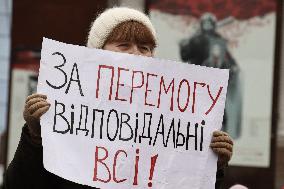 Protest to demand demobilization of military runs in Kyiv
