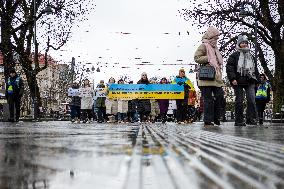 Relatives of soldiers hold picket in support of demobilization in Lviv
