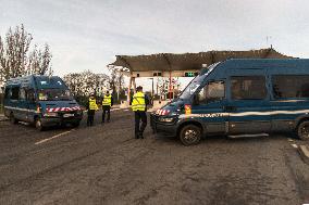 Gendarmerie Barrier In Front Of The Rungis Market - Val de Marne