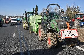 A7 Highway Blocked By Angry Farmers Near Lyon