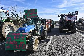 A7 Highway Blocked By Angry Farmers Near Lyon
