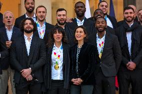 France's Handball Team At The Elysee - Paris