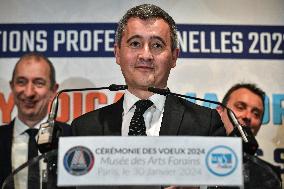 Gerald Darmanin At New Year's Wishes Ceremony  - Paris