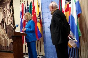 Senior Humanitarian And Reconstruction Coordinator For Gaza Press Conference At The United Nations In New York City