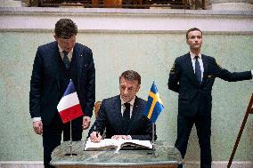 Macron Holds Talks At The Parliament - Stockholm