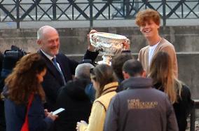 Tennis Player Jannik Sinner Visits Colosseum - Rome