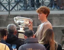 Tennis Player Jannik Sinner Visits Colosseum - Rome