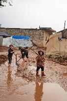 Jindires, One Year After The Earthquake, Camps Sink Into Mud And Clay