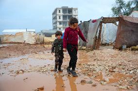 Jindires, One Year After The Earthquake, Camps Sink Into Mud And Clay