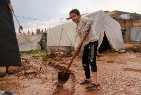 Jindires, One Year After The Earthquake, Camps Sink Into Mud And Clay